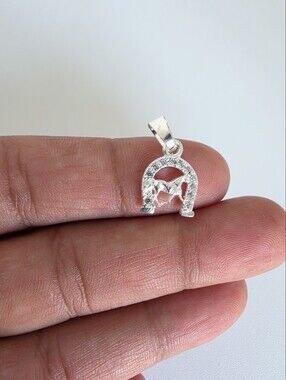 925 Sterling Silver Horse Horseshoe CZ Pendant Lucky Equestrian Charm New